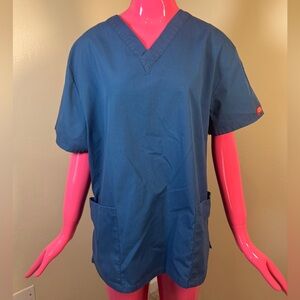 Dickies Caribbean blue Scrub Top Large V Neck Medical Workwear